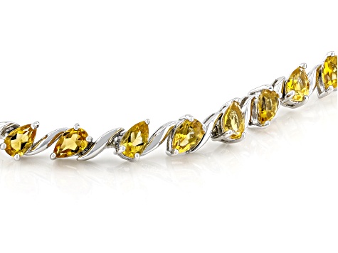 Yellow Citrine Rhodium Over Sterling Silver Bracelet 5.44ctw