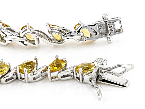 Yellow Citrine Rhodium Over Sterling Silver Bracelet 5.44ctw