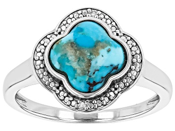 Picture of Blue Composite Turquoise Platinum Over Sterling Silver Ring 0.01ctw