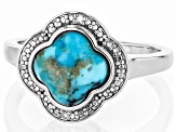 Blue Composite Turquoise Platinum Over Sterling Silver Ring 0.01ctw