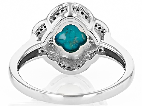 Blue Composite Turquoise Platinum Over Sterling Silver Ring 0.01ctw