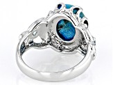 Blue Composite Turquoise Rhodium Over Silver Ring 0.14ctw