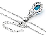 Blue Turquoise Rhodium Over Silver Pendant With Chain 0.12ctw