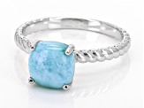 Blue Larimar Rhodium Over Sterling Silver Solitaire Ring