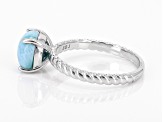 Blue Larimar Rhodium Over Sterling Silver Solitaire Ring