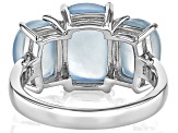 Blue Dreamy Aquamarine Rhodium Over Sterling Silver 3-Stone Ring