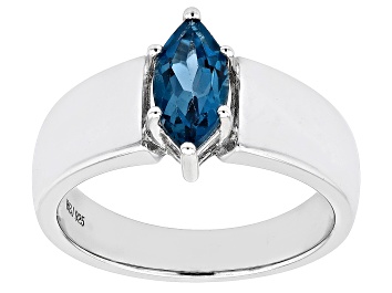 Picture of London Blue Topaz Rhodium Over Sterling Silver Solitaire Ring 1.10ct