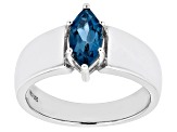 London Blue Topaz Rhodium Over Sterling Silver Solitaire Ring 1.10ct