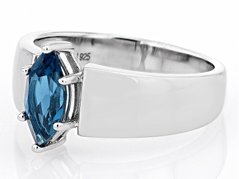 London Blue Topaz Rhodium Over Sterling Silver Solitaire Ring 1.10