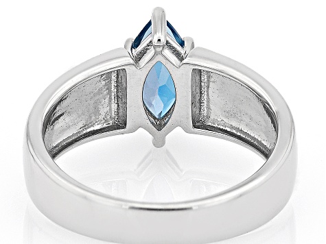 London Blue Topaz Rhodium Over Sterling Silver Solitaire Ring 1.10ct