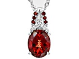 Red Labradorite Rhodium Over Silver Pendant With Chain 2.89ctw