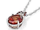 Red Labradorite Rhodium Over Silver Pendant With Chain 2.89ctw