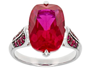 Red Lab Created Ruby Rhodium Over Sterling Silver Ring 6.74ctw