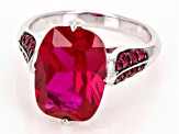 Red Lab Created Ruby Rhodium Over Sterling Silver Ring 6.74ctw