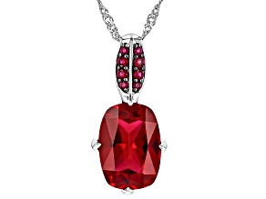 Red Lab Created Ruby Rhodium Over Sterling Silver Pendant With Chain 6.61ctw