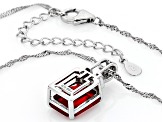 Red Lab Created Ruby Rhodium Over Sterling Silver Pendant With Chain 5.93ctw