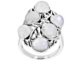 White Rainbow Moonstone Sterling Silver Ring