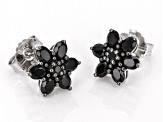 Black Spinel Rhodium Over Sterling Silver Earrings 1.57ctw