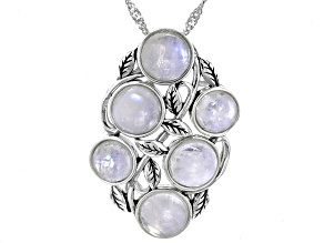 Rainbow Moonstone Sterling Silver Pendant With Chain