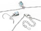 Blue Larimar Rhodium Over Sterling Silver Earrings And Pendant With Chain Set 0.03ctw