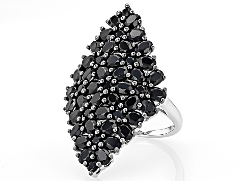 Black Spinel Rhodium Over Sterling Silver Ring 4.59ctw