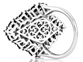 Black Spinel Rhodium Over Sterling Silver Ring 4.59ctw