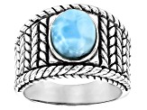 Blue Larimar Rhodium Over Sterling Silver Ring