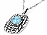 Blue Larimar Rhodium Over Sterling Silver Pendant With Chain