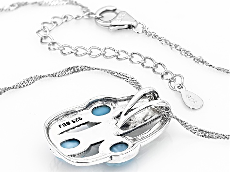 Blue Larimar Rhodium Over Sterling Silver Pendant With Chain