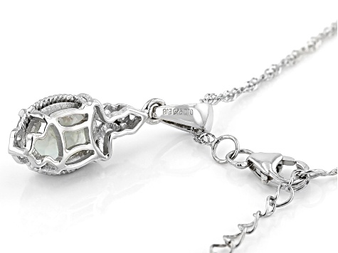 Aquaprase® With White Diamond Accent Rhodium Over Silver Pendant With Chain 0.01ct