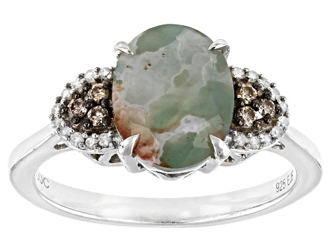 Aquaprase® With Champagne & White Diamond Sterling Silver Ring 0.15ctw