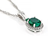 Green Lab Created Emerald Rhodium Over Sterling Silver Pendant With Chain 1.12ctw