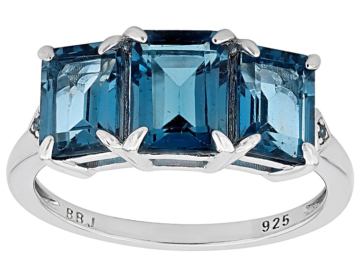 London Blue Topaz Rhodium Over Sterling Silver Ring 4.10ctw