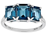 London Blue Topaz Rhodium Over Sterling Silver Ring 4.10ctw