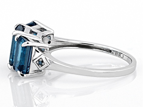 London Blue Topaz Rhodium Over Sterling Silver Ring 4.10ctw - CTB136