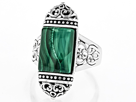 Green Malachite Sterling Silver Ring