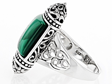 Green Malachite Sterling Silver Ring