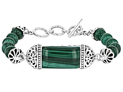 Green Malachite Sterling Silver Bracelet