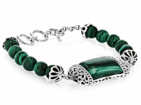 Green Malachite Sterling Silver Bracelet