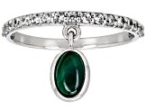 Green Malachite With White Zircon Sterling Silver Ring 0.40ctw