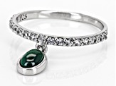 Green Malachite With White Zircon Sterling Silver Ring 0.40ctw
