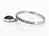 Green Malachite With White Zircon Sterling Silver Ring 0.40ctw