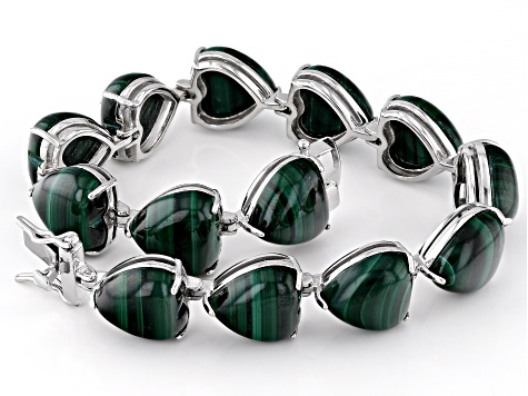 Green Malachite Sterling Silver Bracelet