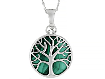 Picture of Green Malachite Sterling Silver Enhancer With Chain