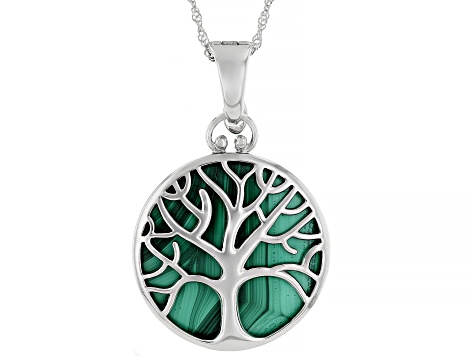 Green Malachite Sterling Silver Enhancer With Chain