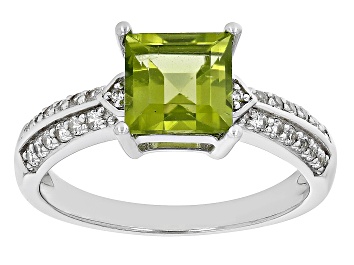 Picture of Green Peridot Rhodium Over Sterling Silver Ring 1.75ctw