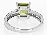 Green Peridot Rhodium Over Sterling Silver Ring 1.75ctw