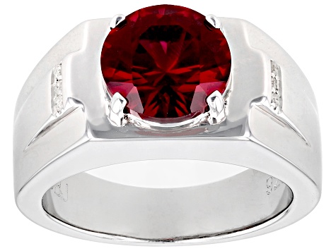 Red Lab Created Ruby Rhodium Over Sterling Silver Ring 2.72ctw