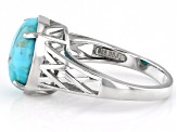 Blue Composite Turquoise Rhodium Over Sterling Silver Solitaire Ring