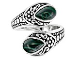 Green Malachite Sterling Silver Bypass Ring